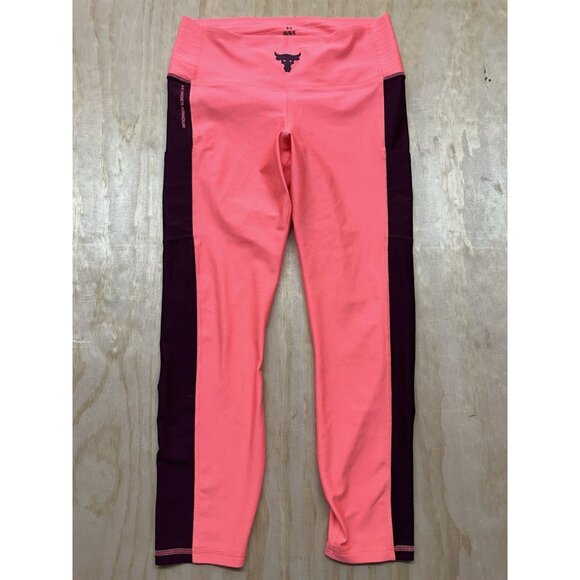 Under Armour Project Rock Womens L Compression Ankle Leggings Pink - Picture 1 of 5